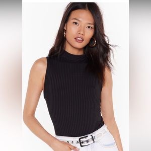 Nasty Gal Mock Neck Tank - WHITE